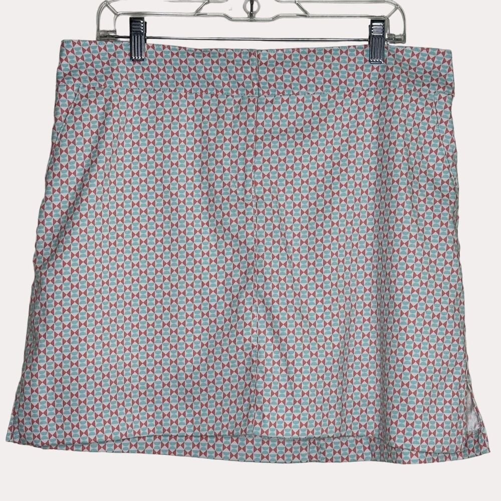 Izod Golf Geo Print Skort Skirt Tennis Peach Turquoise 12 bv